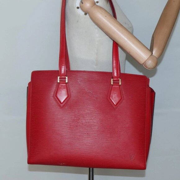 LOUIS VUITTON Epi Duplex Tote Bag Red M52427 LV Auth 133839 - Picture 1 of 15